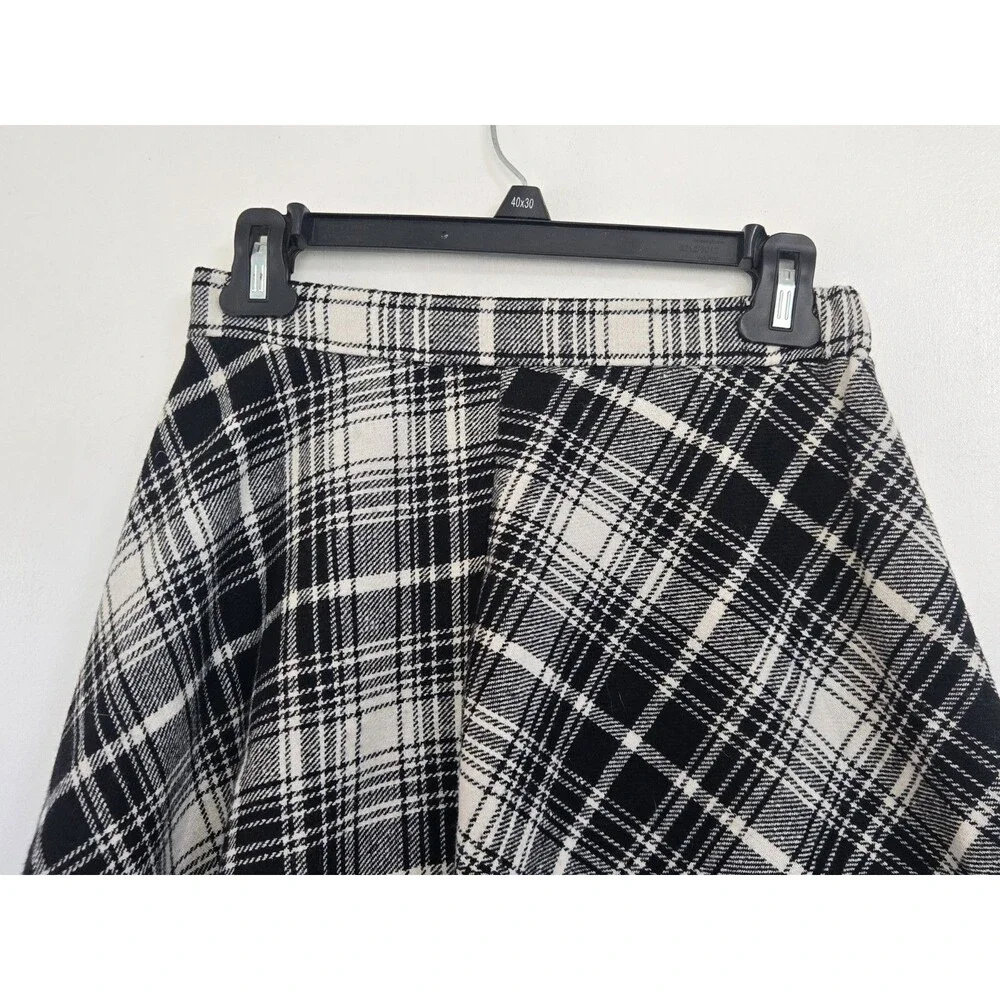 Allegra K Skirt Womens S Midi Black White Plaid Preppy Academia Grunge NWT - Picture 2 of 9